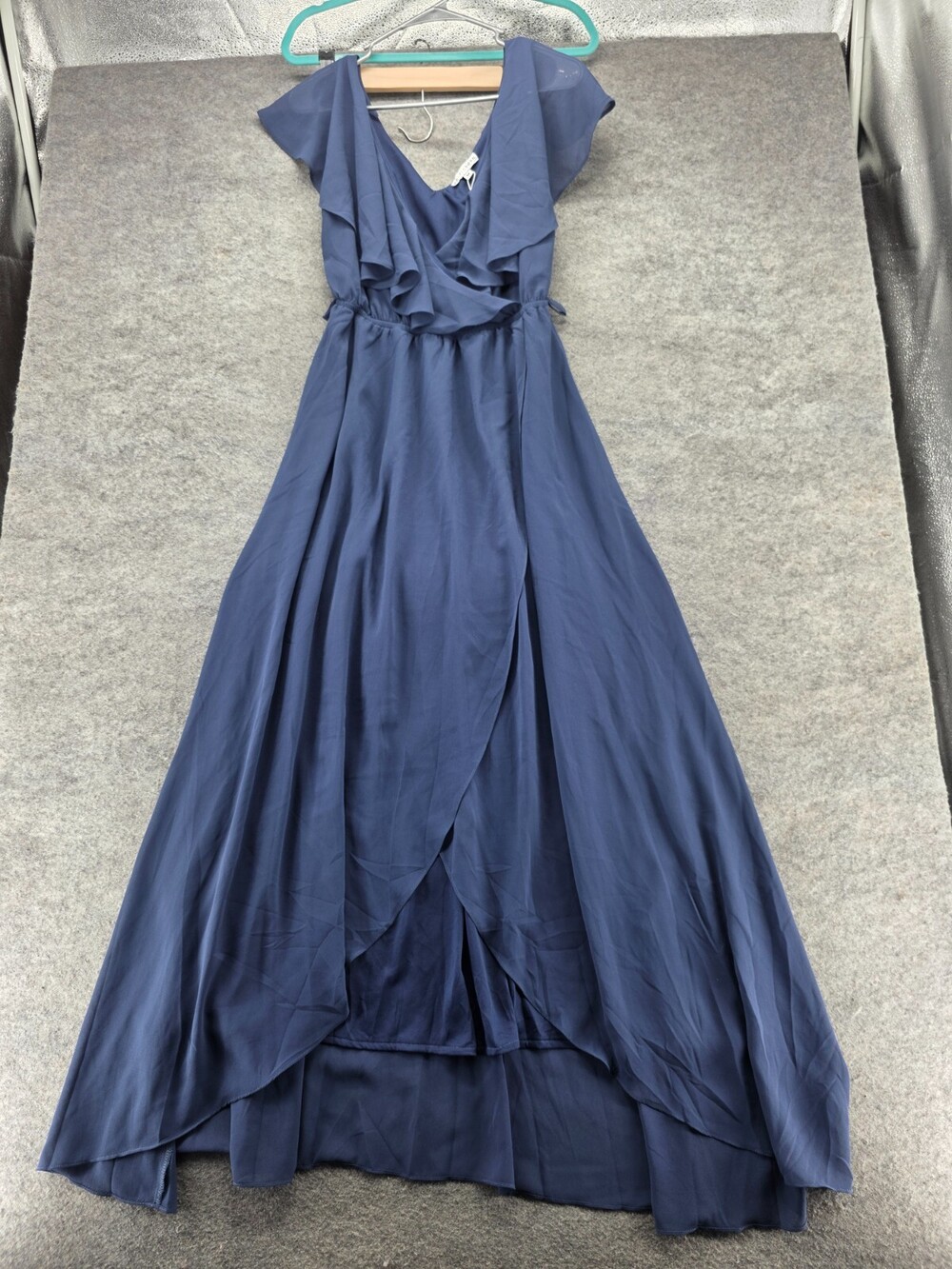 Baltic Born Dress Womens Medium Blue Gown Flowy V Neck